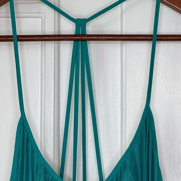 BCBGMAXAZRIA Giselle Pleated Halter Dress sz XXS emerald  jewel green aline BOHO - Picture 4 of 14